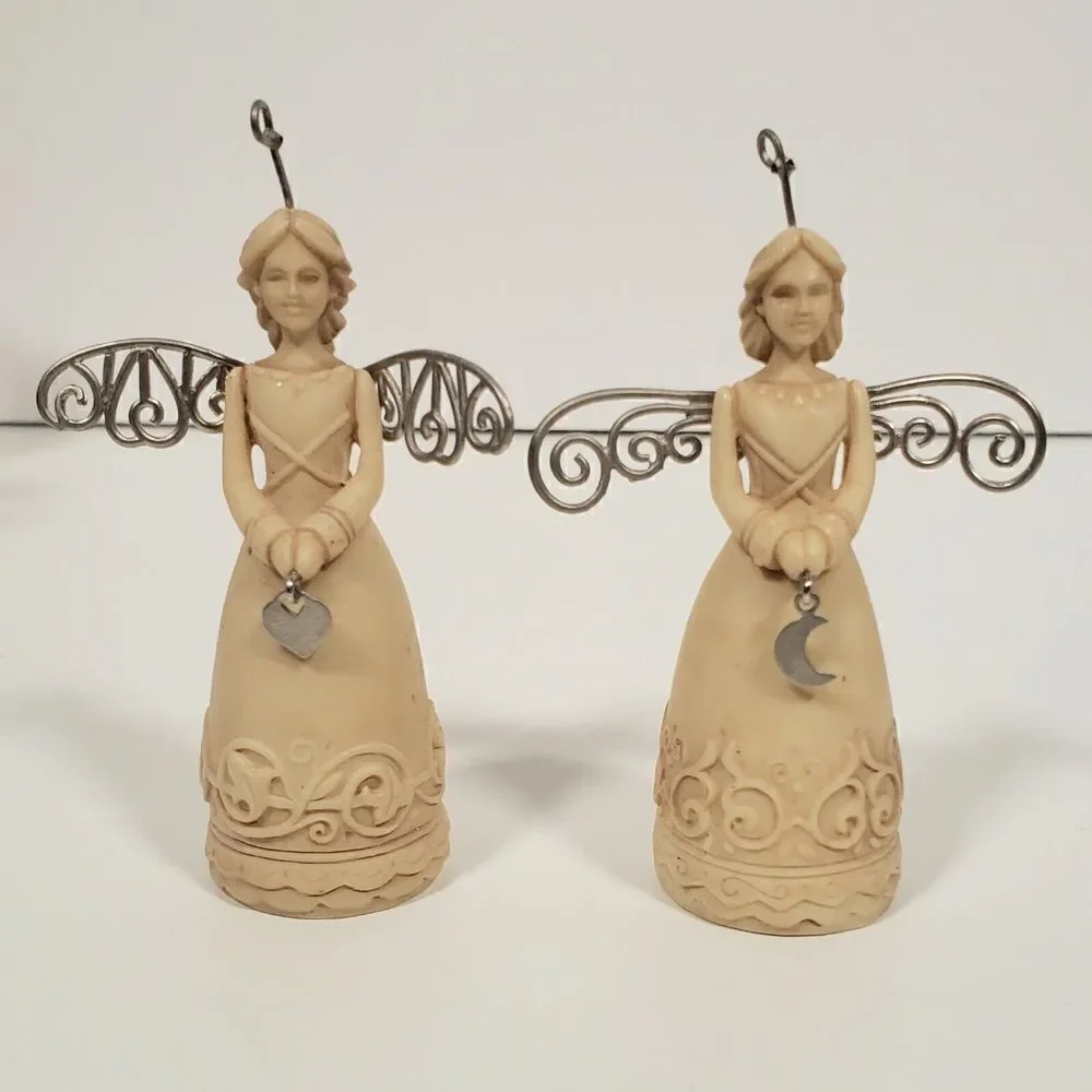 Hallmark Keepsake Christmas Ornament‎ Angels of Virtue Heart Moon 2003 set of 2